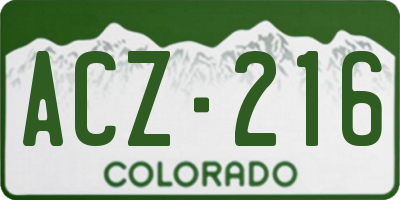 CO license plate ACZ216