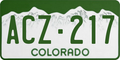 CO license plate ACZ217