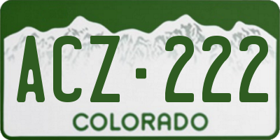 CO license plate ACZ222