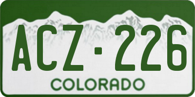 CO license plate ACZ226