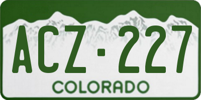 CO license plate ACZ227