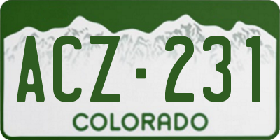 CO license plate ACZ231