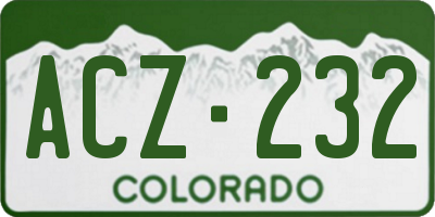 CO license plate ACZ232
