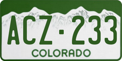 CO license plate ACZ233