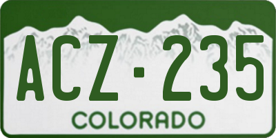 CO license plate ACZ235