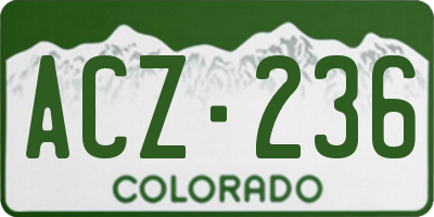 CO license plate ACZ236