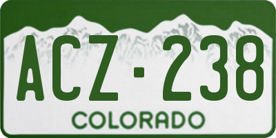 CO license plate ACZ238