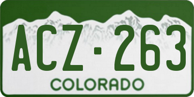 CO license plate ACZ263