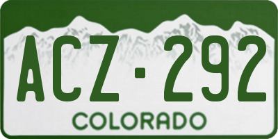 CO license plate ACZ292