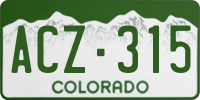 CO license plate ACZ315