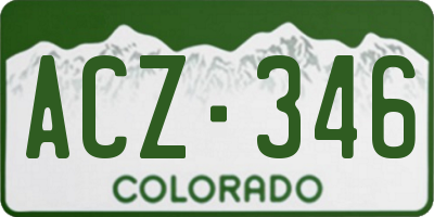 CO license plate ACZ346