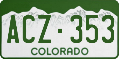 CO license plate ACZ353