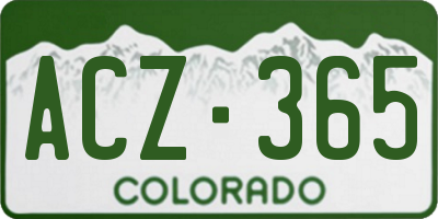 CO license plate ACZ365