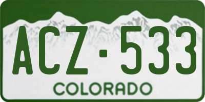 CO license plate ACZ533
