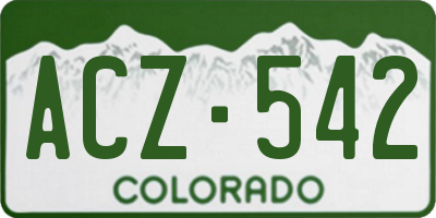 CO license plate ACZ542