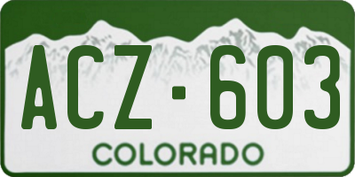 CO license plate ACZ603