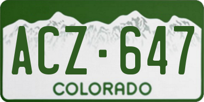 CO license plate ACZ647
