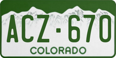 CO license plate ACZ670