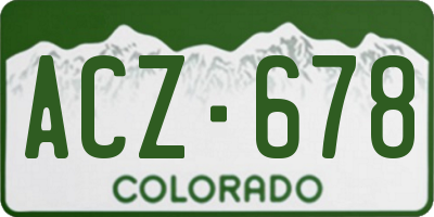 CO license plate ACZ678
