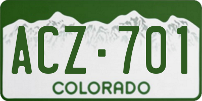 CO license plate ACZ701