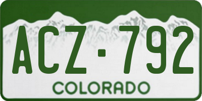 CO license plate ACZ792