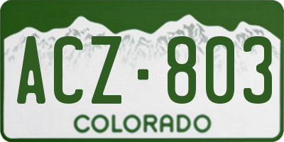 CO license plate ACZ803