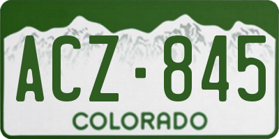 CO license plate ACZ845