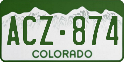 CO license plate ACZ874