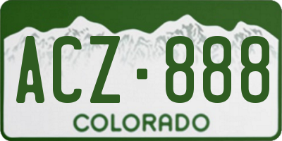 CO license plate ACZ888
