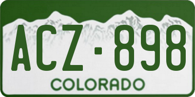 CO license plate ACZ898