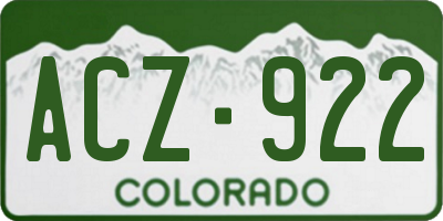 CO license plate ACZ922