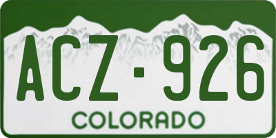 CO license plate ACZ926