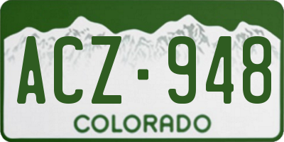 CO license plate ACZ948