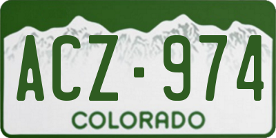 CO license plate ACZ974