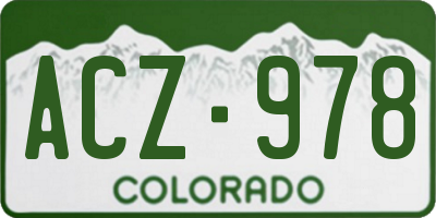 CO license plate ACZ978