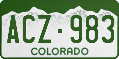 CO license plate ACZ983