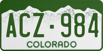 CO license plate ACZ984