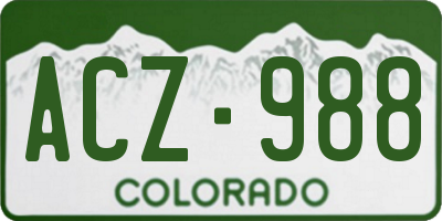 CO license plate ACZ988