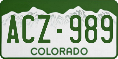 CO license plate ACZ989