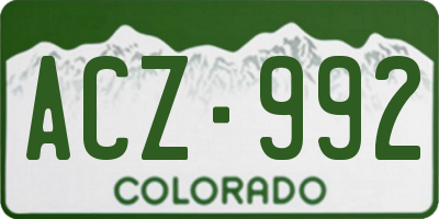 CO license plate ACZ992