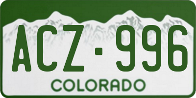 CO license plate ACZ996