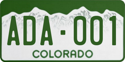 CO license plate ADA001