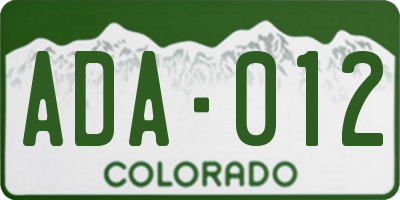 CO license plate ADA012