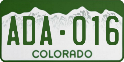 CO license plate ADA016
