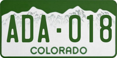 CO license plate ADA018