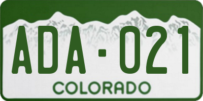 CO license plate ADA021