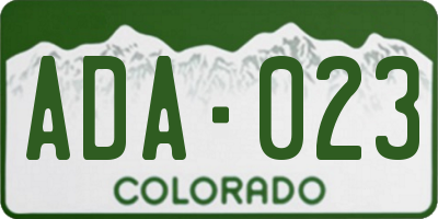CO license plate ADA023