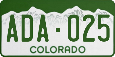 CO license plate ADA025