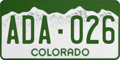 CO license plate ADA026