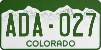 CO license plate ADA027